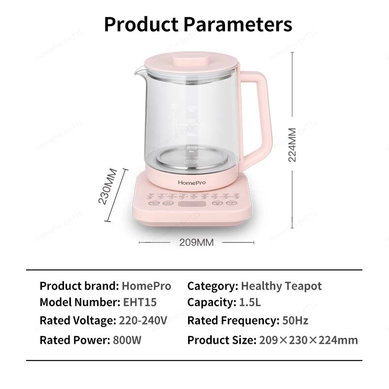 HomePro EHT15 Electric Health Teapot/Multi-function Kettle/18 Menus/SG Plug/SG Warranty - Image 10